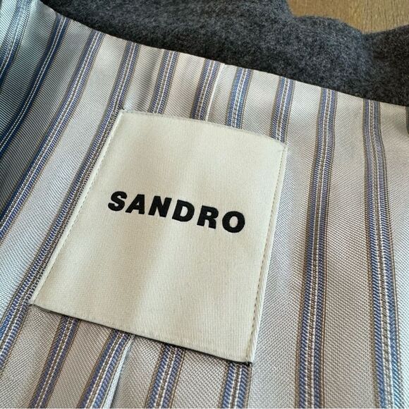 New Sandro France Palma Jacket Tailored Cut Wool Blend‎ Gray size 10 US - Picture 9 of 15